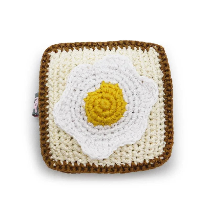 PAWer Squeaky Knit Toy - Toast & Egg