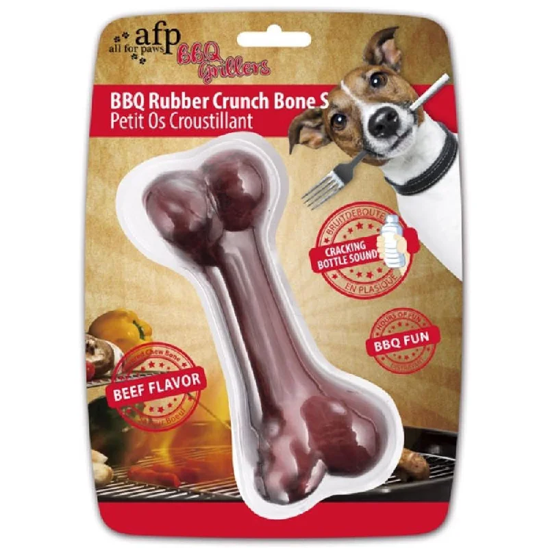 All For Paws BBQ Rubber Crunch Bone Dog Toy