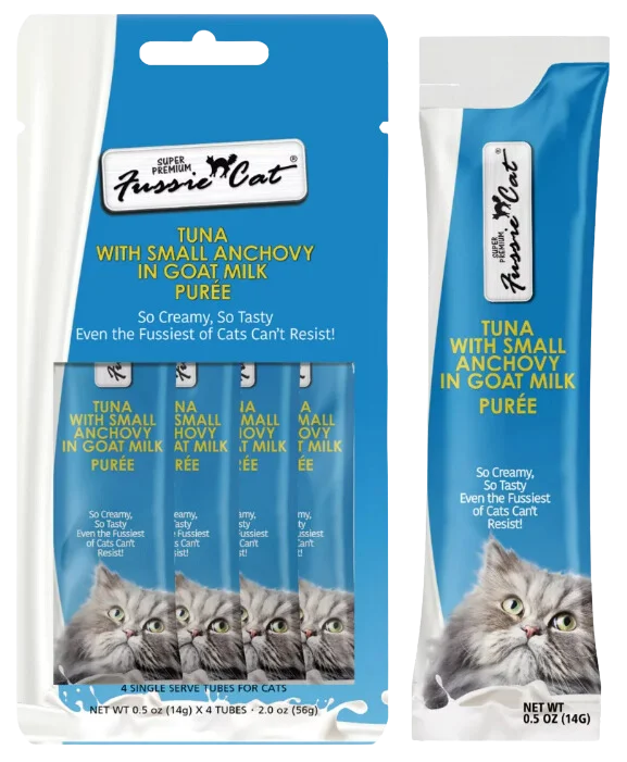 Fussie Cat Purée - Tuna W/ Small Anchovies in Goat Milk 4pk 2oz Bag