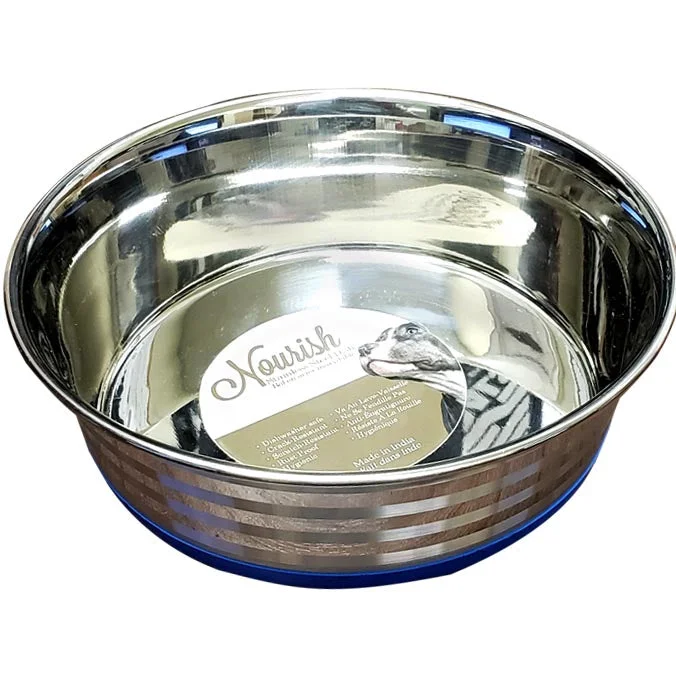 Nourish Stainless Steel Anti-Skid Bowl With Etched Stripes