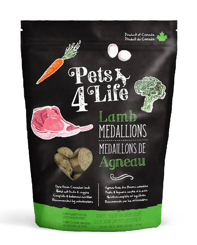 Pets 4 Life Frozen Raw Diet - Lamb Medallions for Dogs