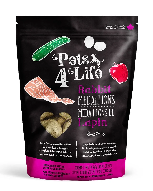 Pets 4 Life Frozen Raw Diet - Rabbit Medallions for Dogs