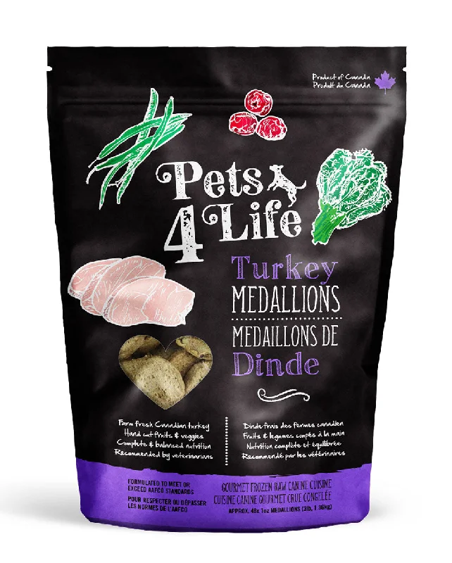 Pets 4 Life Frozen Raw Diet - Turkey Medallions for Dogs