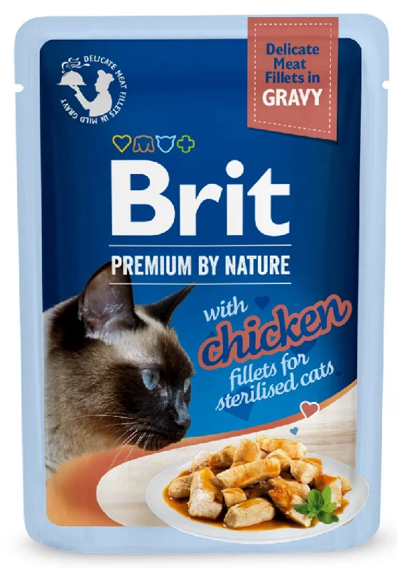 BRIT PREMIUM By Nature plic pentru pisici sterilizate, file cu Pui în sos 85g