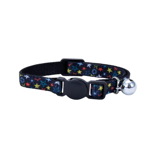 COASTAL Li'l Pals Elastic Kitten Safety Collar, Black w/Stars