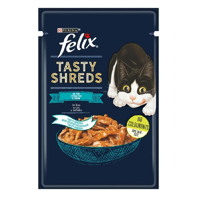 FELIX Tasty Shreds, s tunjevinom, komadići u umaku, 80g