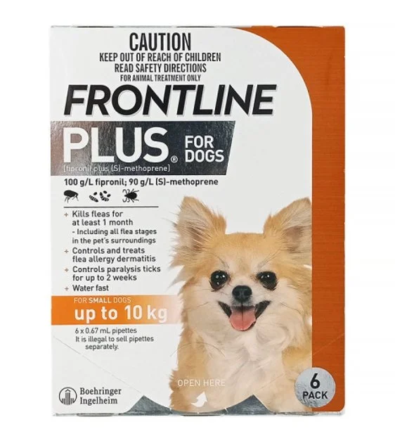 Frontline Plus Flea & Tick Treatment For Small Dogs (Up to 10kg)