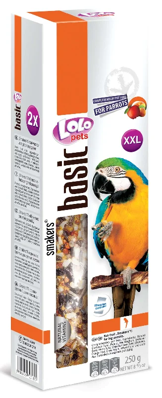 LOLO PETS Štapići za velike papige, orašasti plodovi i voće, XXL, 2 kom/250 g