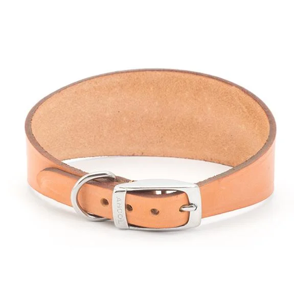 LURCHER SOS DONATION - Ancol Whippet Leather Collar Tan 30-34cm