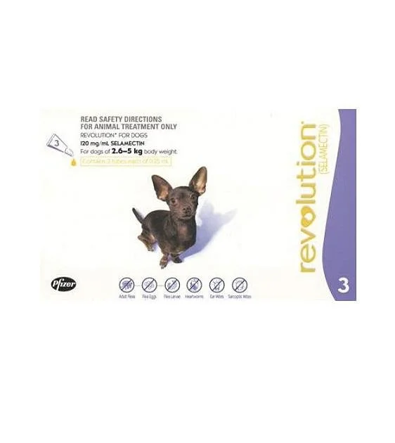 Revolution Heartworm, Flea & Tick Treatment For Extra Small Dogs (5.1lb - 10lb/ 2.6kg - 5kg)