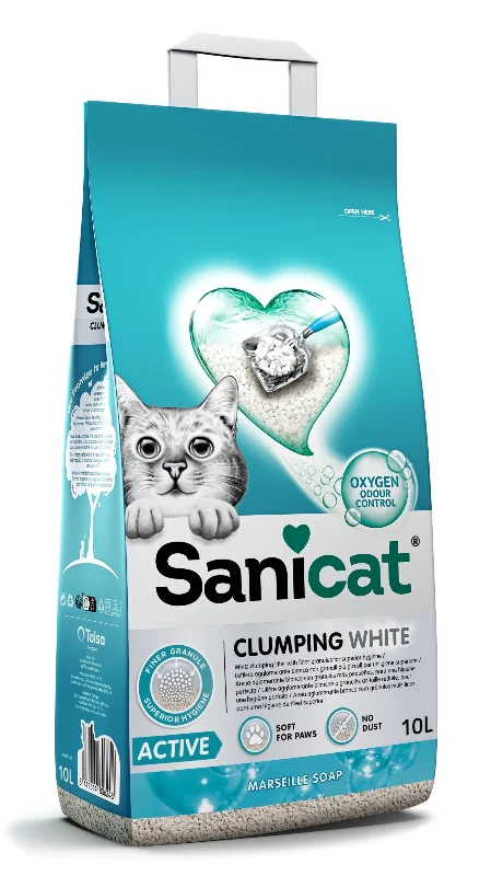 SANICAT White Marseille Soap, grudajući mineralni pijesak za mačke, mirisni, 10l