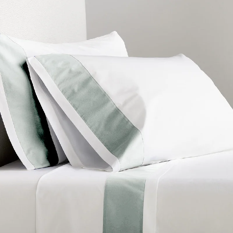 Seafoam Green Wide-Band Percale Sheet Set