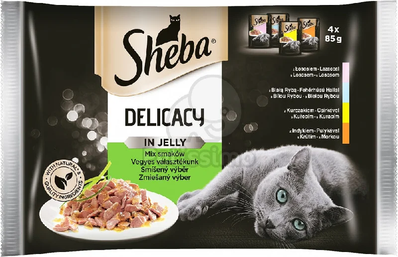 SHEBA Delicacy Multipack, Miješani izbor ribe i peradi, u želeu, 4x85g