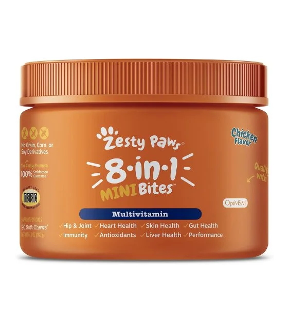 Zesty Paws 8-in-1 Mini Bites Multivitamin Supplements for Small Dogs (Chicken Flavour)