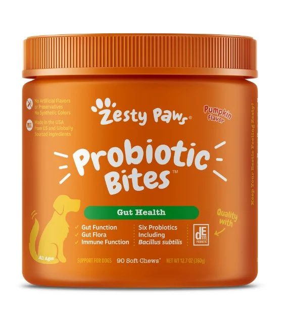 Zesty Paws Probiotic Bites Gut Supplements for Dogs (Pumpkin Flavour)