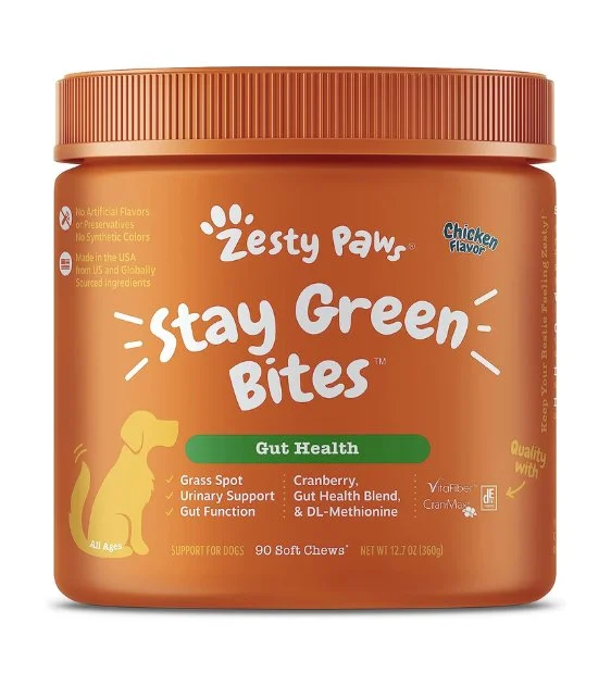 Zesty Paws Stay Green Bites Gut Supplements for Dogs (Chicken Flavour)